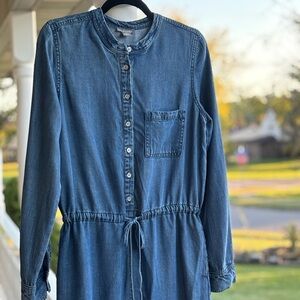 Falls Creek Blue Denim Button-Up Long Sleeve Dress